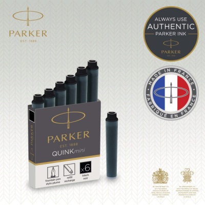 Картридж Parker Quink Z17 Mini (1950407) черные чернила для ручек перьевых (6шт)