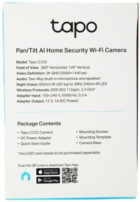 Камера видеонаблюдения IP TP-Link Tapo C225 5-5мм цв. корп.:белый