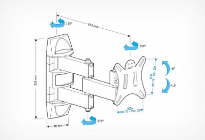Кронштейн для телевизора Holder LCDS-5039 металлик 10"-32" макс.25кг настенный поворот и наклон
