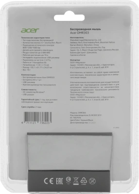 Мышь Acer OMR303 черный оптическая 1600dpi беспров. USB 6but (ZL.MCECC.01Y)