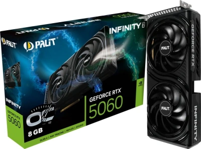 Видеокарта Palit PCI-E 5.0 PA-RTX5060 INFINITY 2 OC V1 NVIDIA GeForce RTX 5060 8Gb 128bit GDDR7 2280/28000 HDMIx1 DPx3 HDCP Ret