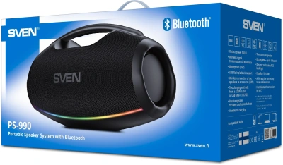 Колонка порт. Sven АС PS-990 черный 180W 2.0 BT/3.5Jack 5200mAh (без.бат) (SV-022891)