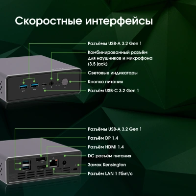 Неттоп Digma Pro Minimax U1 i5 1235U (1.3) 16Gb SSD512Gb Iris Xe Windows 11 Pro GbitEth WiFi BT 60W темно-серый/черный (DPP5-ADXW05)
