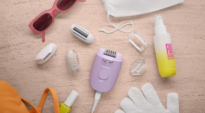 Эпилятор Philips BRE257/00 скор.:2 насад.:3 от электр.сети фиолетовый