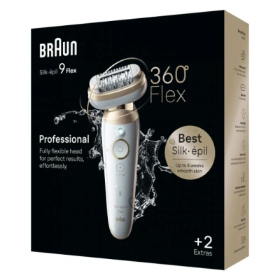Эпилятор Braun SES9-011 скор.:2 насад.:3 от электр.сети от аккум. белый/золотистый