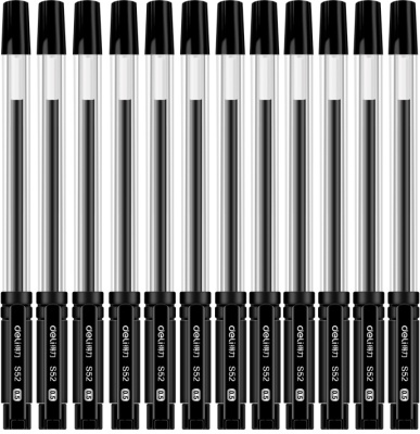 Набор ручек гелев. Deli 33205-BK прозрачный/черный черн. черн. блистер (12шт) линия 0.5мм резин. манжета 12 ручек + 12 сменных стержней