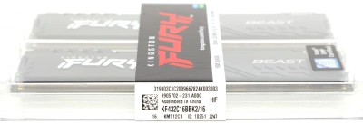 Память DDR4 2x8Gb 3200MHz Kingston KF432C16BBK2/16 Fury Beast Black RTL Gaming PC4-25600 CL16 DIMM 288-pin 1.35В kit dual rank с радиатором Ret