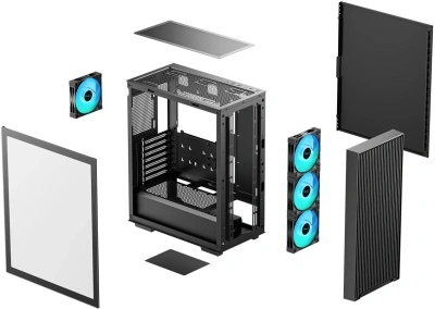 Корпус Deepcool CC560 ARGB V3 черный без БП ATX 2x120mm 4x140mm 1xUSB3.0 audio bott PSU