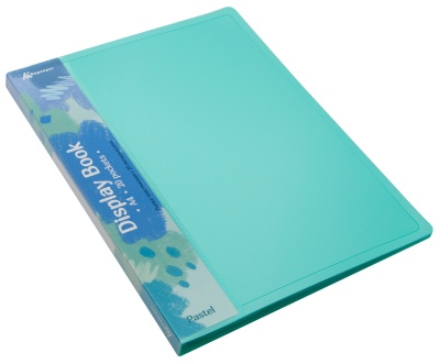 Папка с 20 прозр.вклад. Бюрократ Пастель PAST20GRN A4 пластик 0.5мм торц.карм с бум. встав мятный