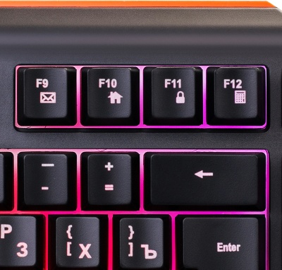 Клавиатура Оклик 717G BLACK DEATH черный/оранжевый USB Multimedia for gamer LED (476395) кабель 1.5м