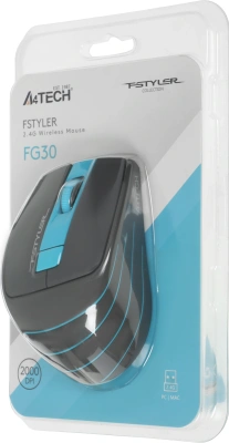 Мышь A4Tech Fstyler FG30 серый/синий оптическая 2000dpi беспров. USB 6but (FG30 BLUE)