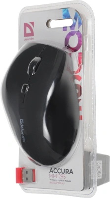 Мышь Defender Accura MM-295 черный оптическая 1600dpi беспров. USB 6but (52295)