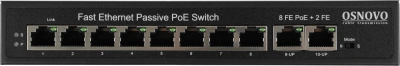 Коммутатор Osnovo SW-21000/A(120W) (L2) 10x100Мбит/с 8PoE 120W неуправляемый