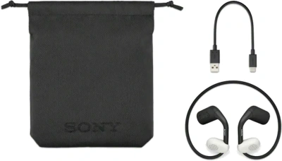 Гарнитура накладные Sony WI-OE610 черный/белый беспроводные bluetooth нашейный держатель (WI-OE610/BQ E)
