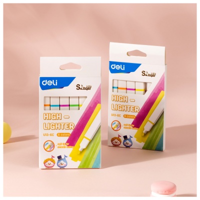 Набор текстовыделителей Deli EU13-6C Little Sinnger скошенный пиш. наконечник 1-4мм 6цв. коробка с европодвесом (6шт.)