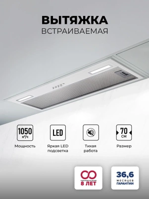 Вытяжка встраиваемая Lex Hyper 900 WH белый управление: кнопочное (1 мотор)
