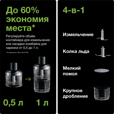 Блендер погружной Braun MQ55254MBK 1000Вт черный