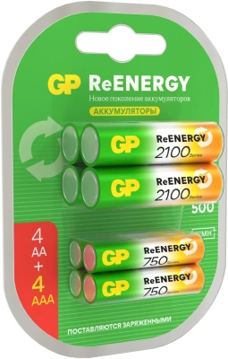 Аккумулятор GP 210AAHC АА+75AAAHC AAA NiMH 2000mAh (8шт)