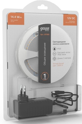 Лента светодиод. Gauss Basic 5м (BT085)