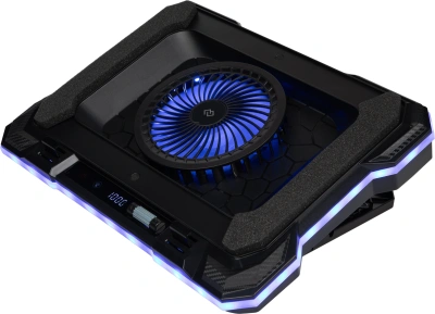 Подставка для ноутбука Digma D-NCP190-1x100RGB 19" 428x316x58мм 52дБ 2xUSB 1x 140ммFAN 1280г Fan-control металл/пластик черный