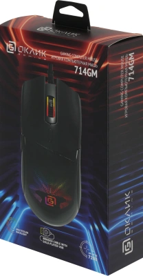 Мышь Оклик 714GM черный оптическая 7200dpi USB 6but (1620717)