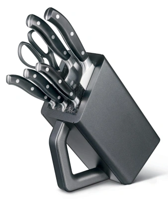 Набор ножей кухон. Victorinox Grand Maitre Cutlery Block 7.7243.6 (7.7243.6) компл.:6предм. с подставкой черный подар.коробка