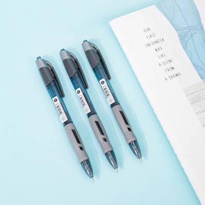 Ручка гелев. автоматическая Deli Arris EG08-BK прозрачный/серый d=0.5мм черн. черн. резин. манжета