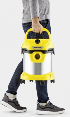 Строительный пылесос Karcher WD 2 Plus S V-15/4/18 1000Вт (уборка: сухая/влажная/выдув/сбор воды) желтый