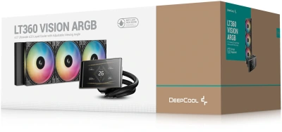Система водяного охлаждения Deepcool LT360 Vision ARGB Soc-AM5/AM4/1200/1700/1851 черный 4-pin 33.66dB Al LCD 350W 1768gr Ret (R-LT360VISION-BKAMMC-G-1)