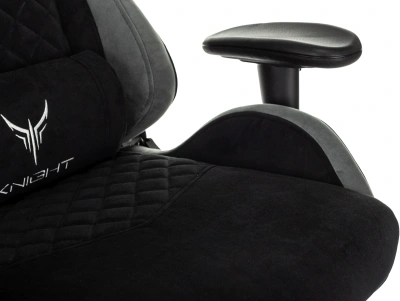 Кресло игровое Knight Regal Fabric черный/серый искусственная замша с подголов. крестов. металл