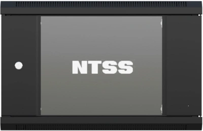 Шкаф коммутационный NTSS (NTSS-W9U6060GS-BL) настенный 9U 570x600мм пер.дв.стекл 60кг черный 500мм 22кг 220град. 500мм IP20 сталь