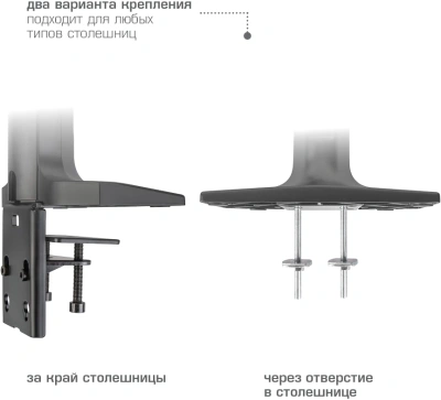 Кронштейн для мониторов Kromax OFFICE-20 черный 17"-35" макс.10кг настольный поворот и наклон