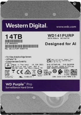 Жесткий диск WD SATA-III 14TB WD141PURP Surveillance Purple Pro (7200rpm) 512Mb 3.5"