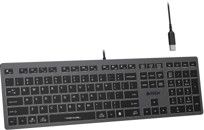 Клавиатура A4Tech FX60H серый USB slim LED (FX60H GREY/WHITE) кабель 1.5м