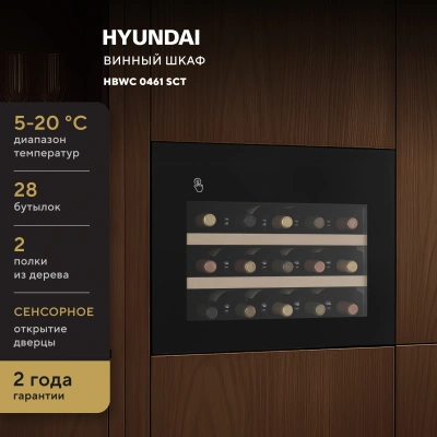 Винный шкаф Hyundai HBWC 0461 SCT 1-нокамерн. черный