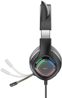 Наушники с микрофоном Hoco W107 Cute cat черный 2м мониторные USB оголовье (W107)