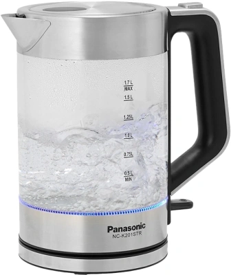 Чайник электрический Panasonic NC-K201STR 1.7л. 2200Вт серебристый корпус: стекло/металл/пластик