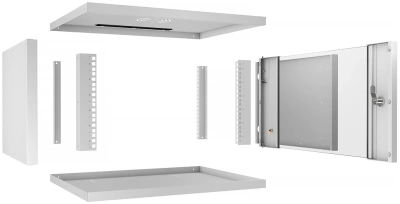 Шкаф коммутационный Cabeus (WSC-05D-6U55/45) настенный 6U 550x450мм пер.дв.стекл 30кг серый 390мм 11кг 220град. 320мм IP20 сталь