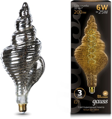 Лампа филам. Gauss Filament Vintage 6Вт цок.:E27 спираль 220B св.свеч.бел.теп. (упак.:1шт) (166802008)