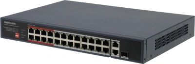 Коммутатор Hikvision DS-3E0326P-E/M(C) (L2) 25x100Мбит/с 1SFP 24PoE 230W неуправляемый