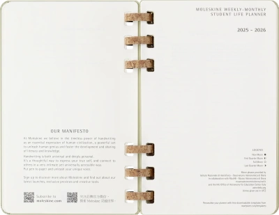 Еженедельник Moleskine ACADEMIC SPIRAL Large 150х210мм 200стр. спираль киви