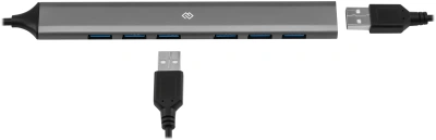 Разветвитель USB-C + USB-A Digma DHUB-7USB-AC-3.0 7порт. серебристый