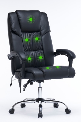 Кресло Cactus CS-CHR-OC02M-BK с вибромассажем черный экокожа крестов. сталь