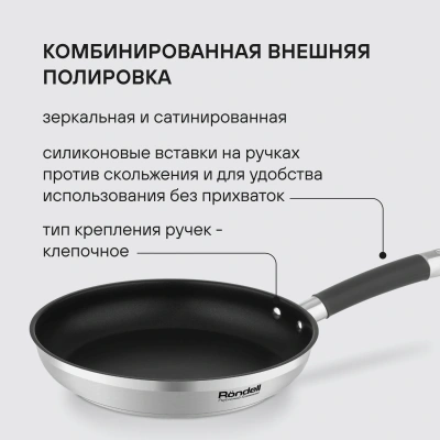 Сковорода Rondell Prime RDS-1678 круглая 28см покрытие: Eclipse ручка несъемная (без крышки) стальной