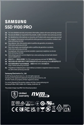 Накопитель SSD Samsung PCIe 5.0 x4 2TB MZ-VAP2T0BW 9100 PRO M.2 2280