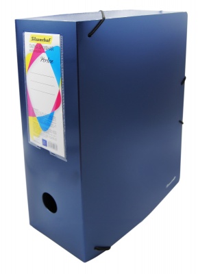 Папка архивная на резинке Silwerhof Гальвано 311916-74 полипропилен 1мм корешок 120мм A4 синий металлик