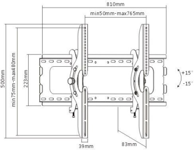 Кронштейн для телевизора Ultramounts UM843T черный 37"-75" макс.75кг настенный наклон