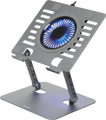 Подставка для ноутбука Digma D-NCP170-1xRGB110 17" 240x230x50мм 28дБ 2xUSB 1x 110ммFAN 790г Fan-control алюминий серый