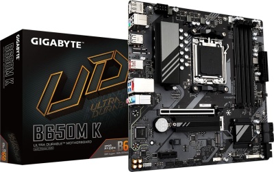 Материнская плата Gigabyte B650M K Socket AM5 AMD B650 4xDDR5 mATX AC`97 8ch(7.1) 2.5Gg RAID+HDMI