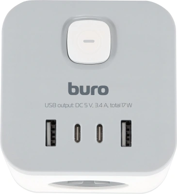 Сетевой разветвитель Buro BU-PW3UC-W (3 розетки) белый (коробка)